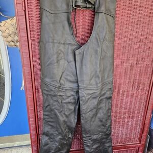 Women's Black Leather Overalls